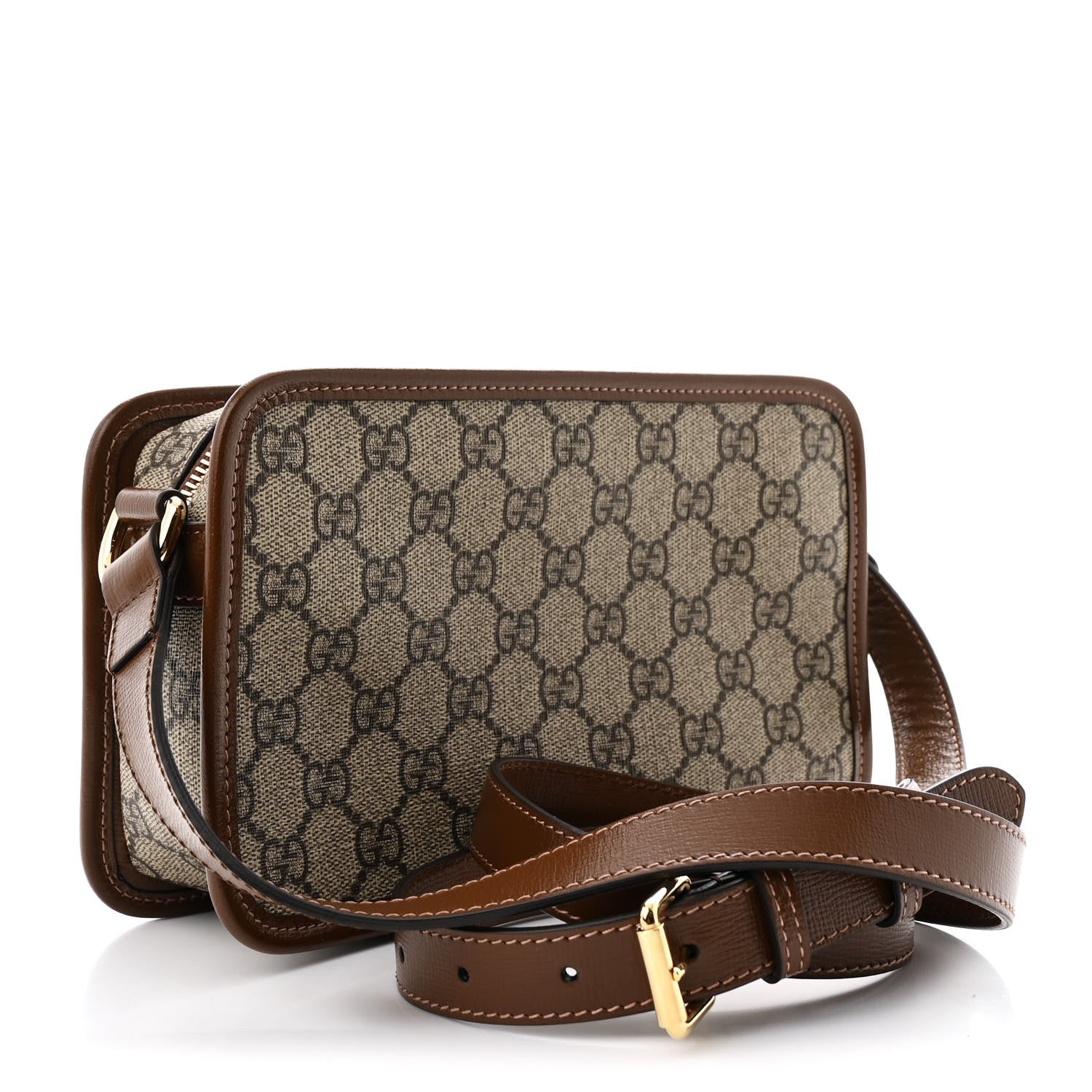 GG Supreme Monogram Azalea Calfskin Mini Retro Interlocking G Shoulder Bag Beige Ebony Brown Sugar