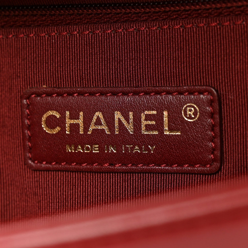 Lambskin Quilted New Medium Boy Flap Dark Red