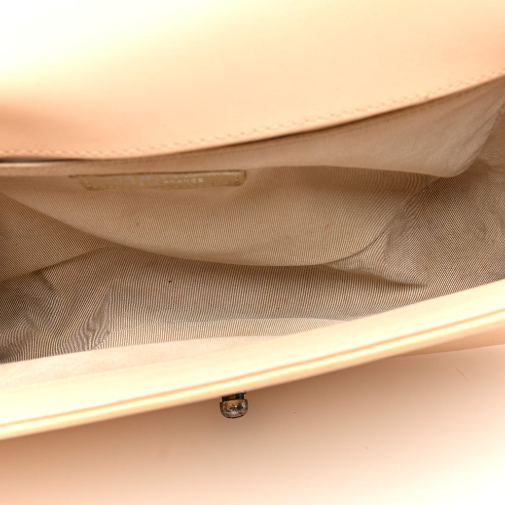 Patent Quilted Medium Boy Flap Beige