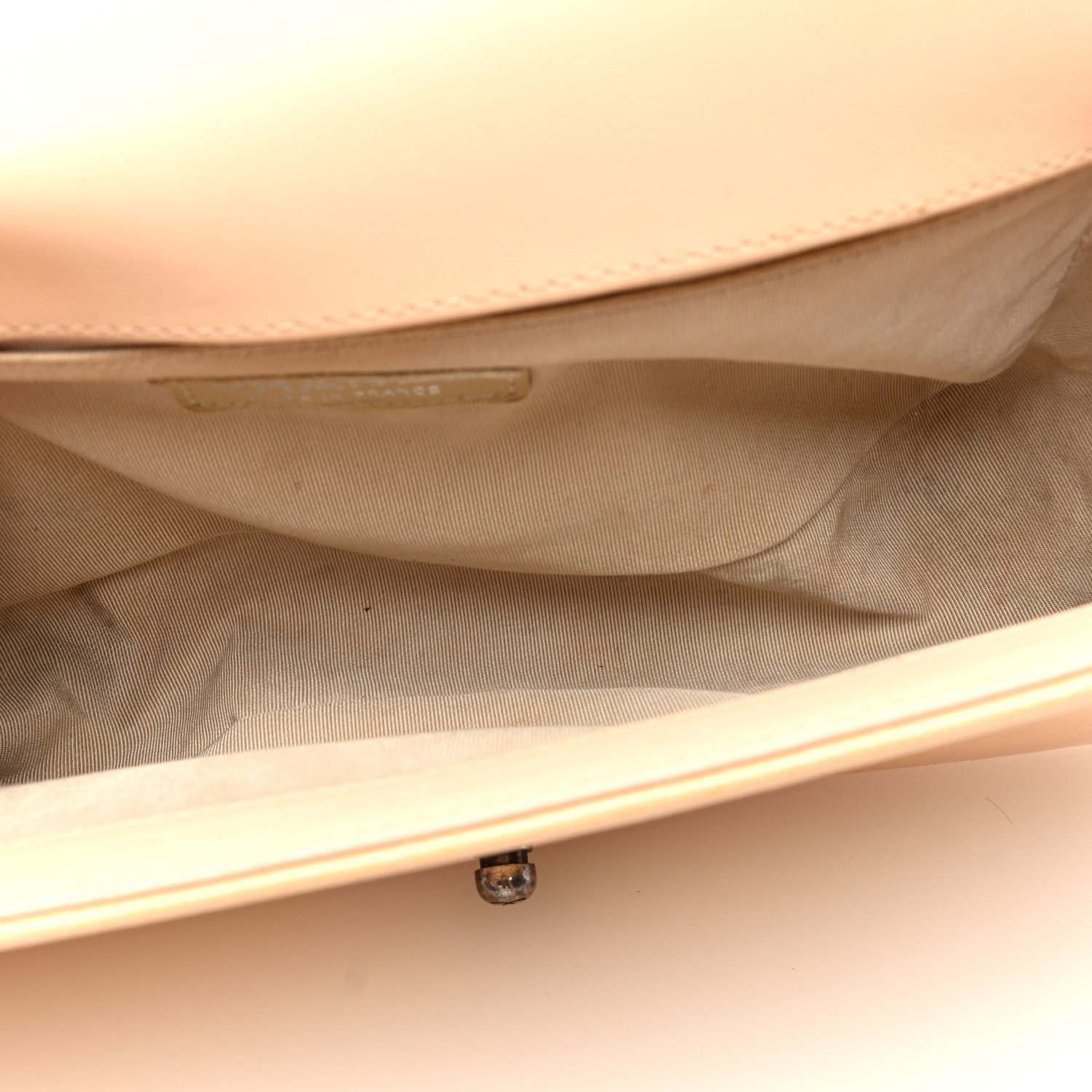 Patent Quilted Medium Boy Flap Beige