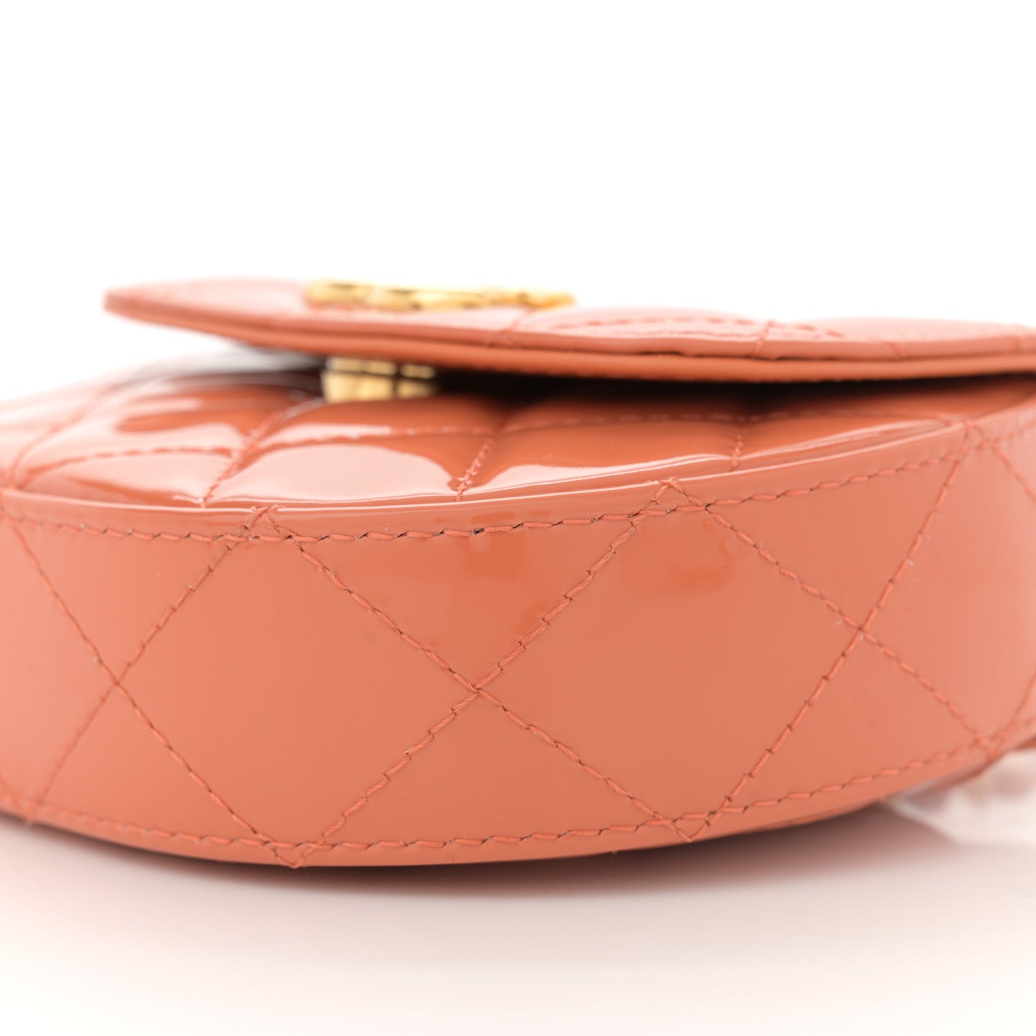 Patent Quilted Mini Top Handle Crossbody Flap Orange