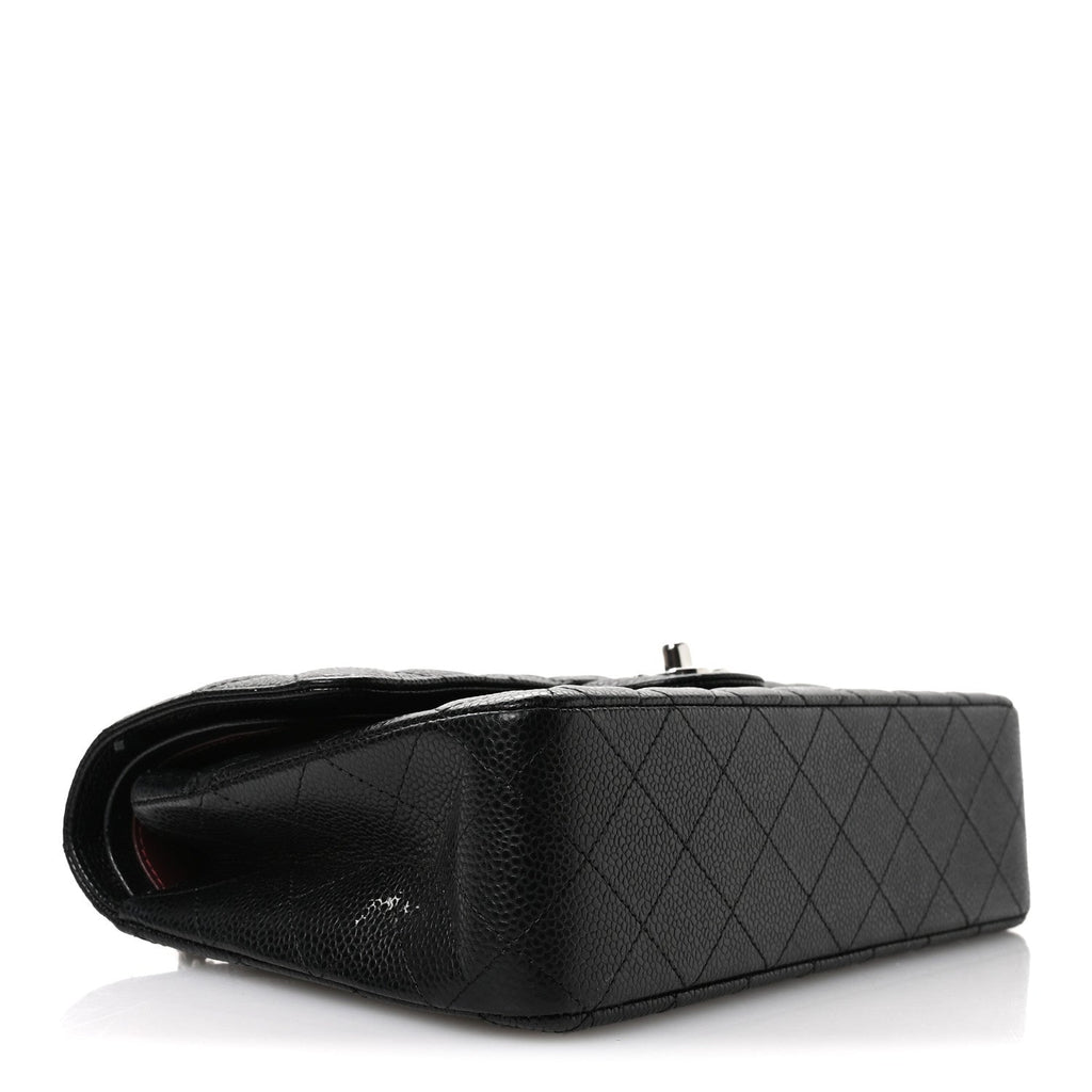 Caviar Quilted Medium Double Flap Black