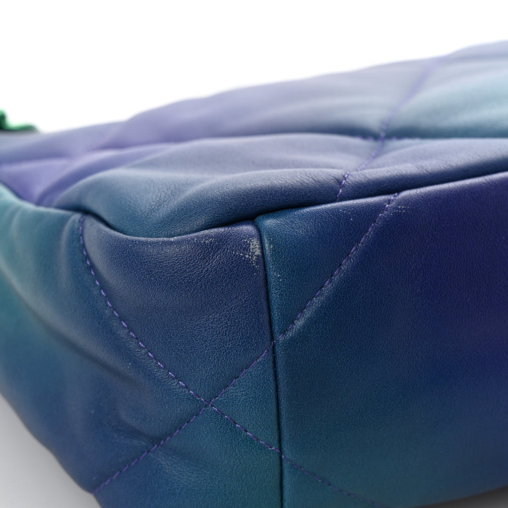 Tie Dye Calfskin Quilted Medium Chanel 19 Flap Blue Purple