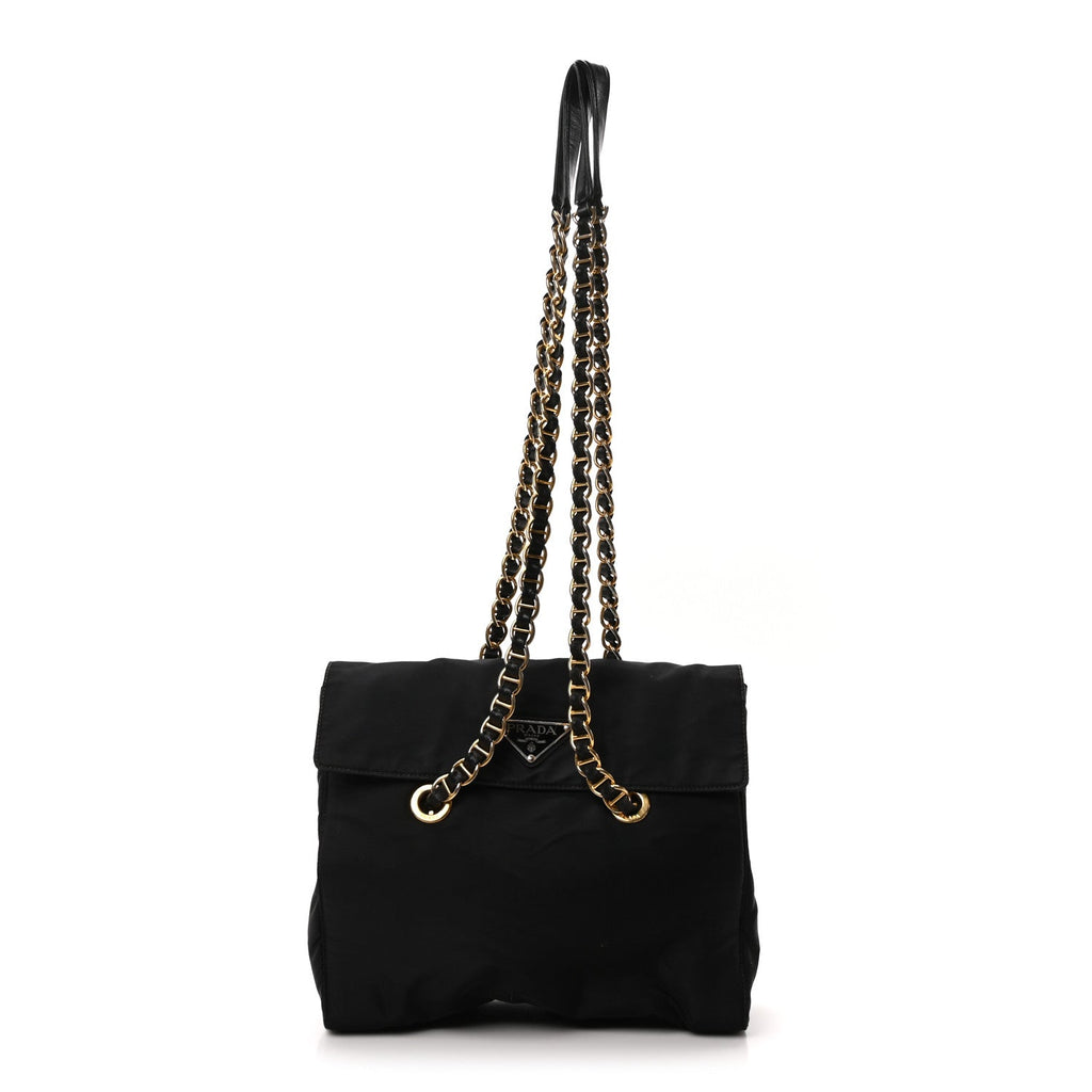 Tessuto Nylon Catena Shoulder Bag Black