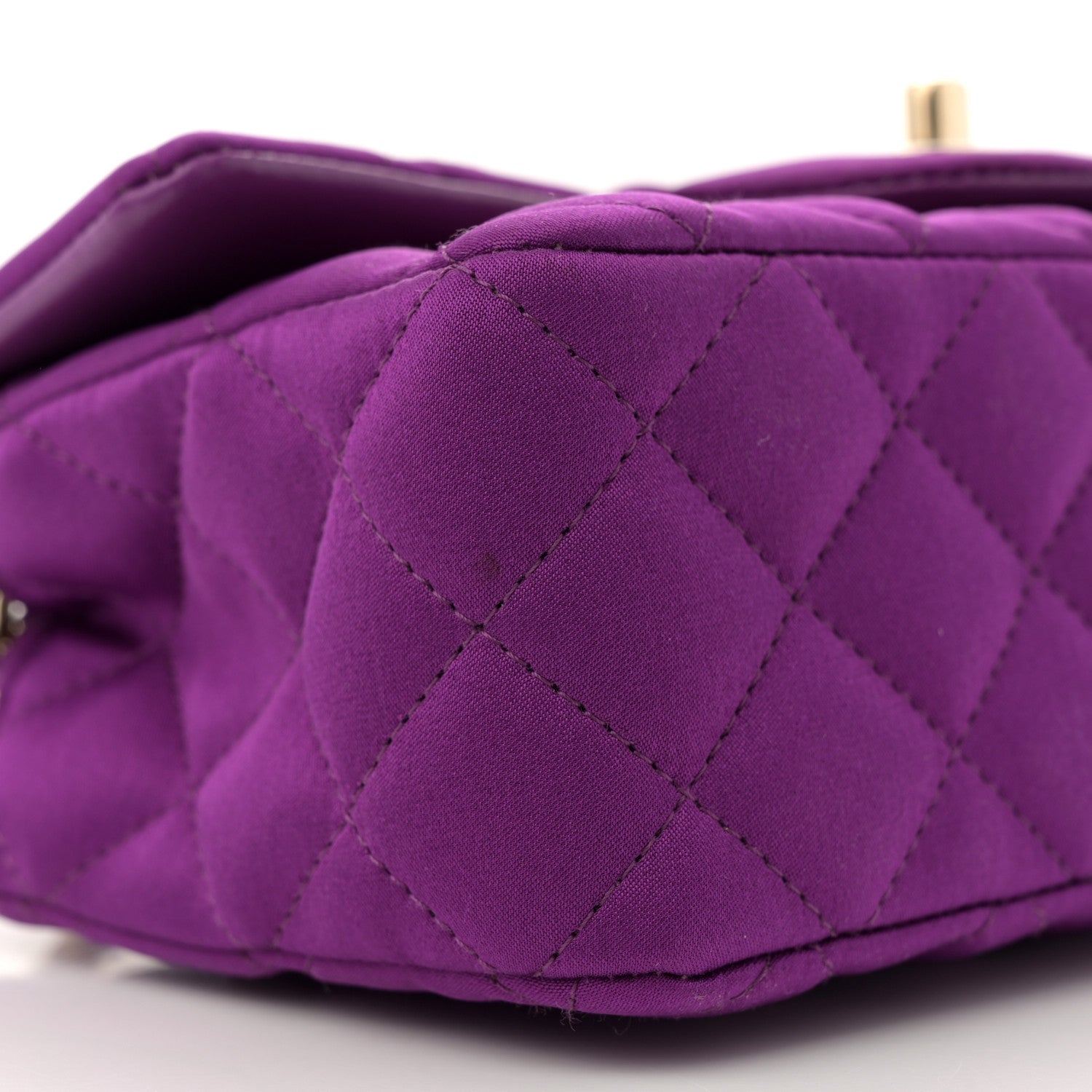 Satin Quilted Mini Rectangular Flap Purple