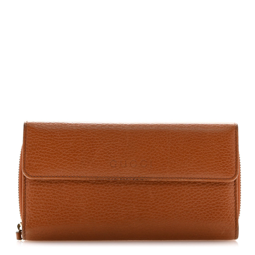 Grained Calfskin Continental Zip Wallet Tan