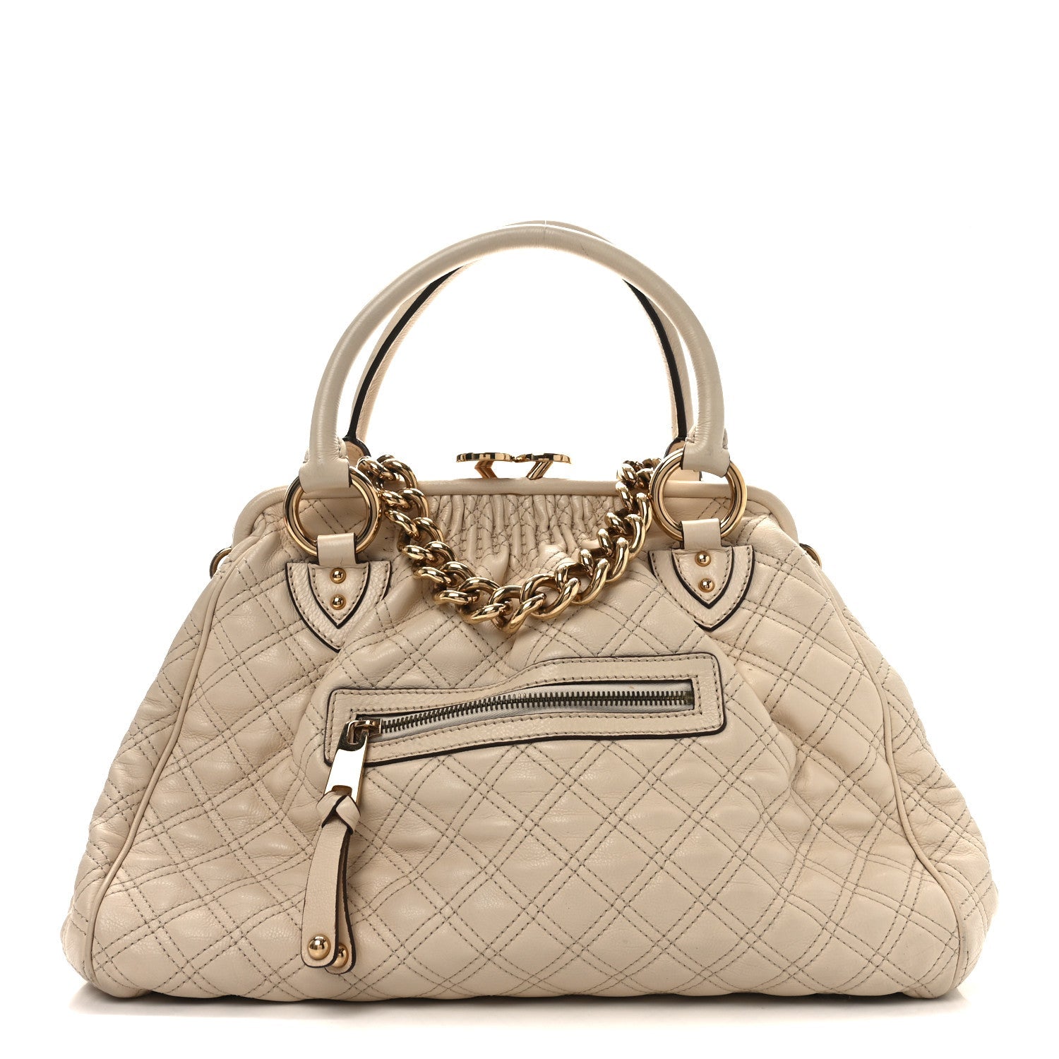 Calfskin Quilted Stam Beige