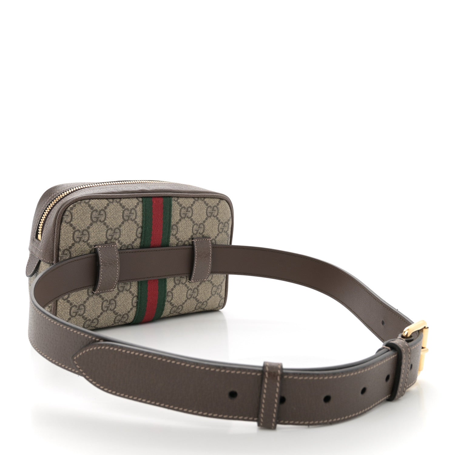 GG Supreme Monogram Web Small Ophidia Belt Bag 85 34 Dark Brown