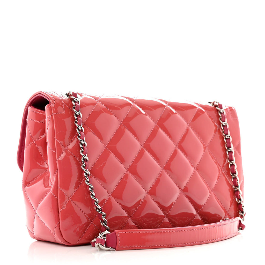 Patent Quilted Small Coco Shine Flap Pink