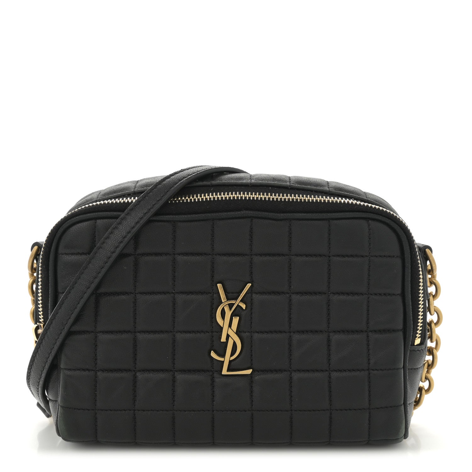 Lambskin Carre Quilted Cassandre Mini Camera Bag Black