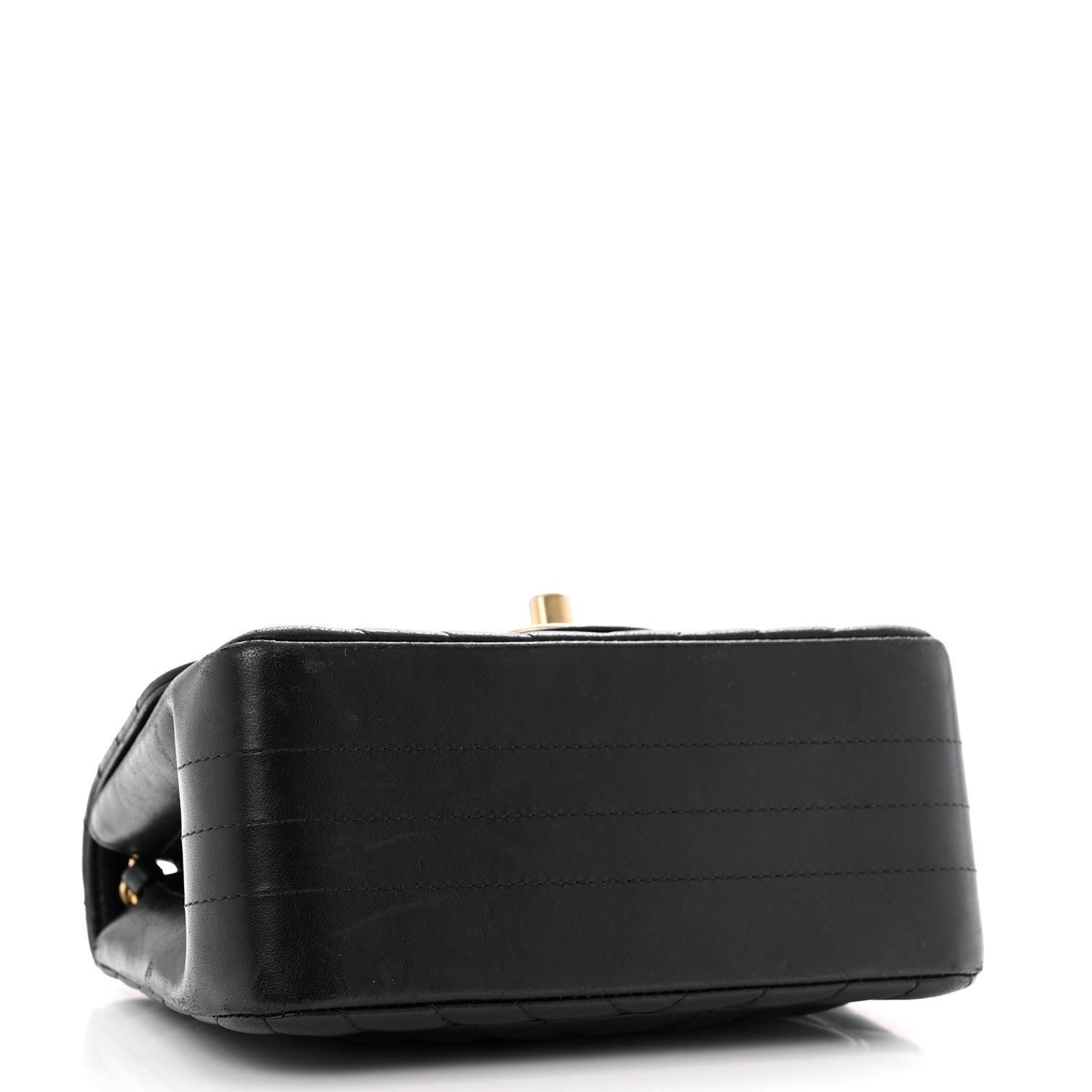 Lambskin Chevron Quilted Mini Square Flap Black