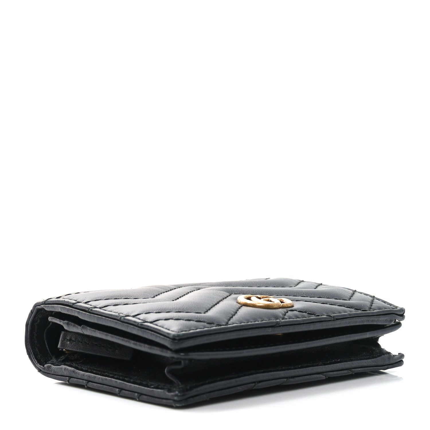 Calfskin Matelasse GG Marmont  Case Wallet Black