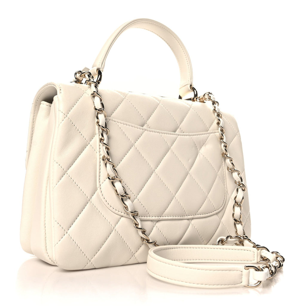Lambskin Quilted Small Trendy CC Dual Handle Flap Bag White