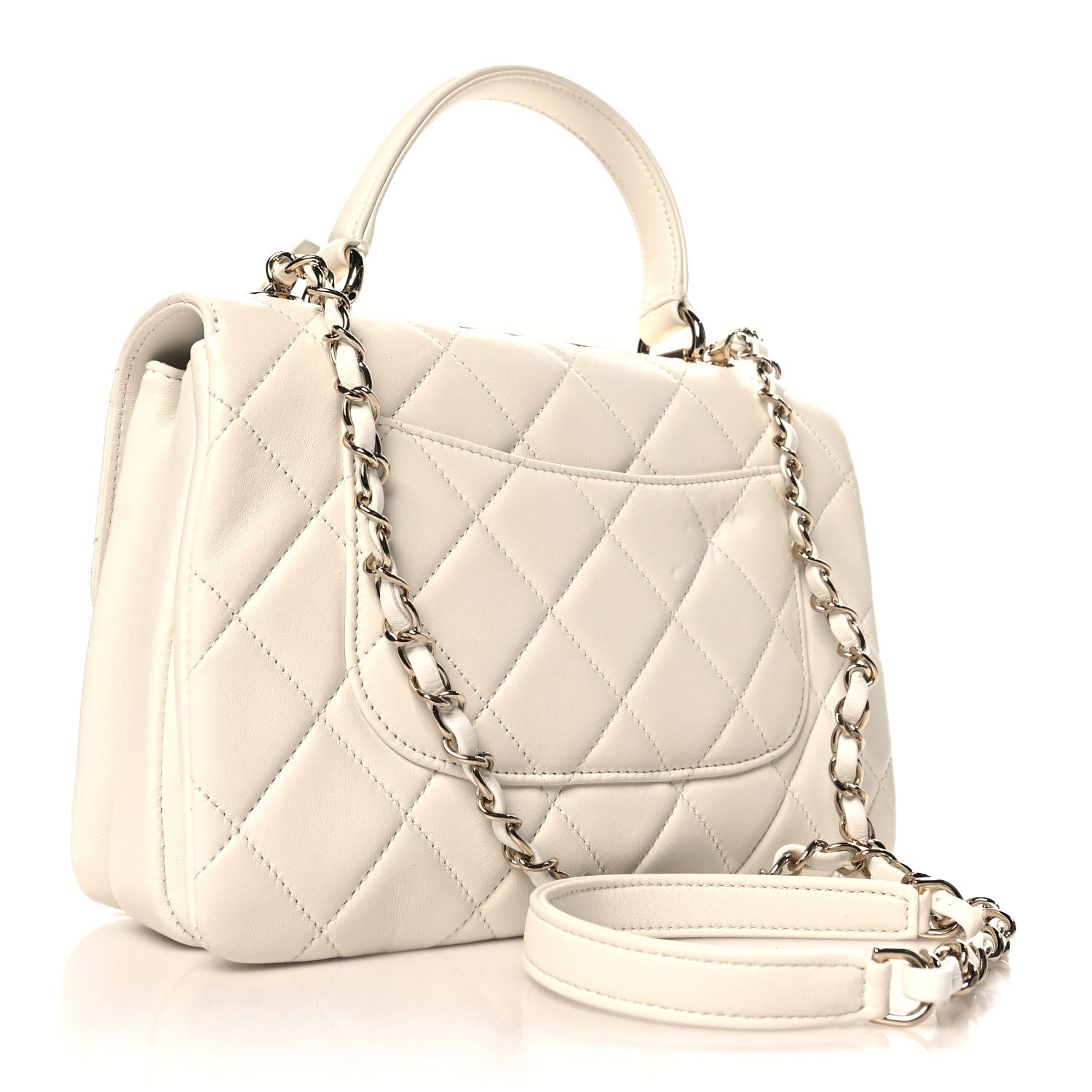 Lambskin Quilted Small Trendy CC Dual Handle Flap Bag White
