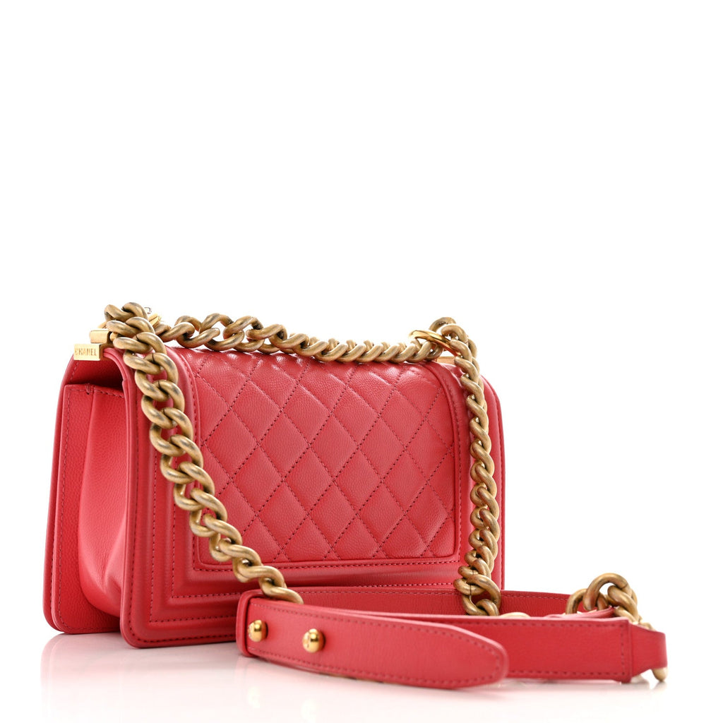 Caviar Quilted Small Boy Flap Pink