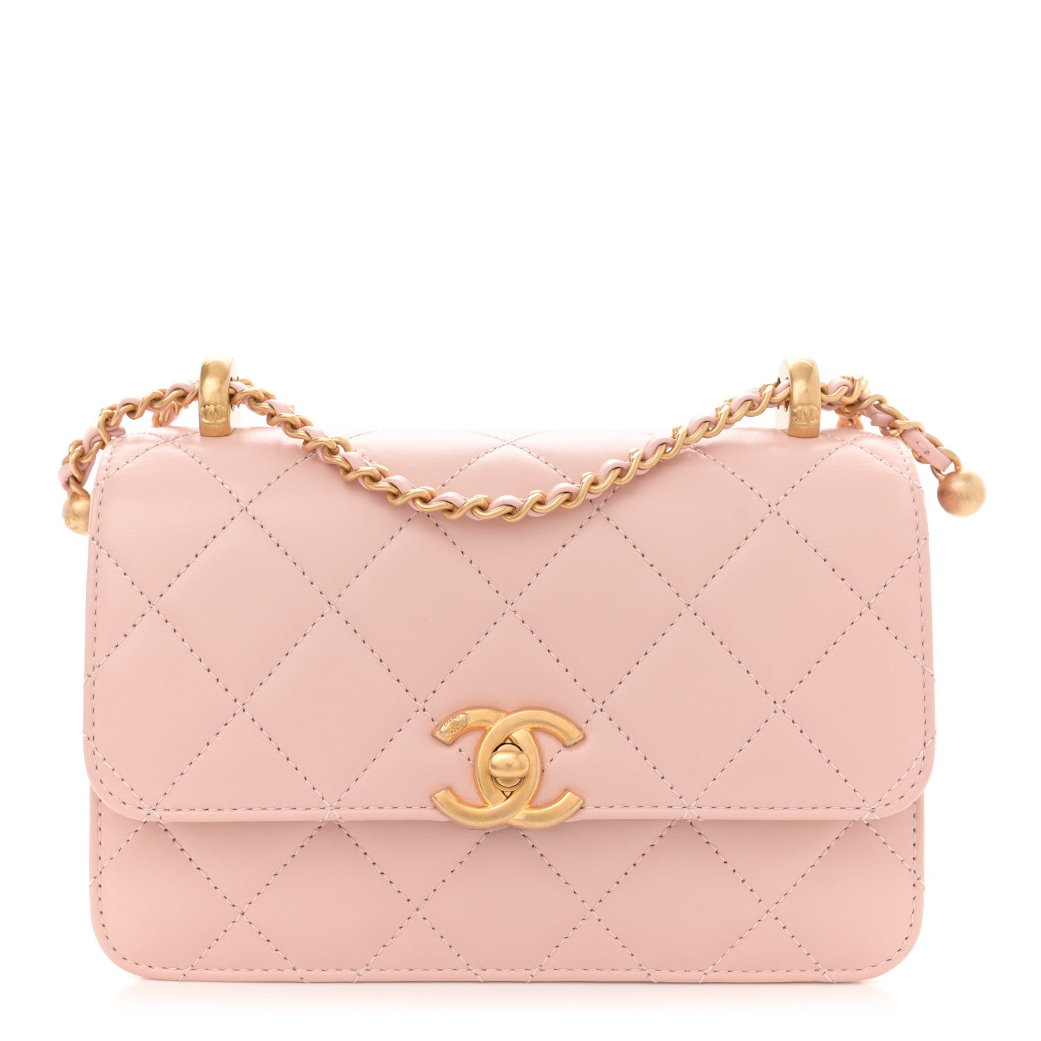 Calfskin Quilted Mini Perfect Fit Flap Light Pink