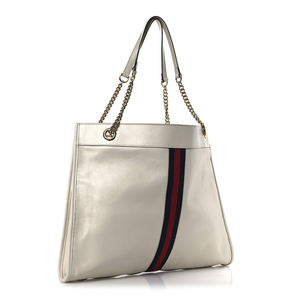 Calfskin Large Rajah Chain Tote White