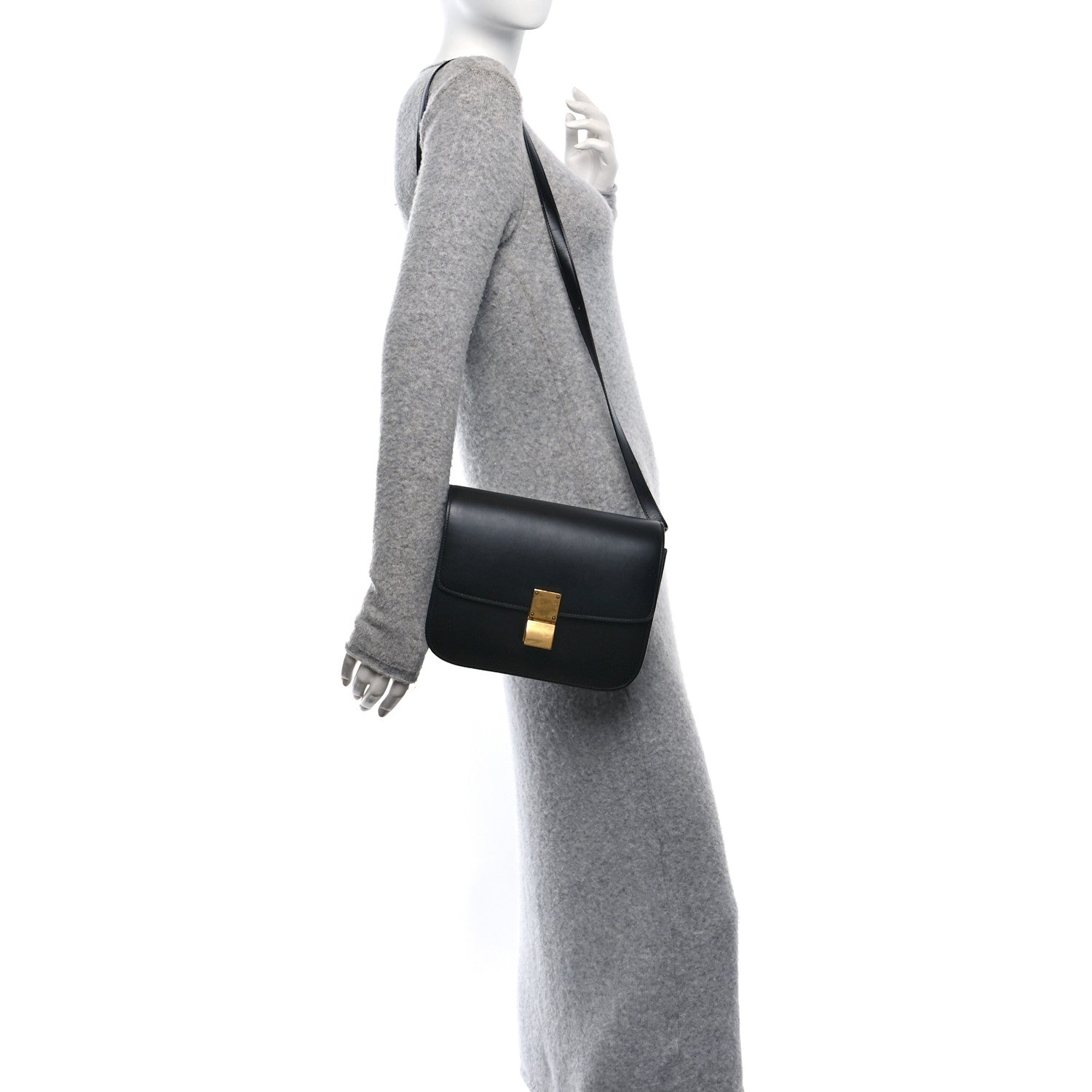Box Calfskin Medium Classic Box Flap Bag Black