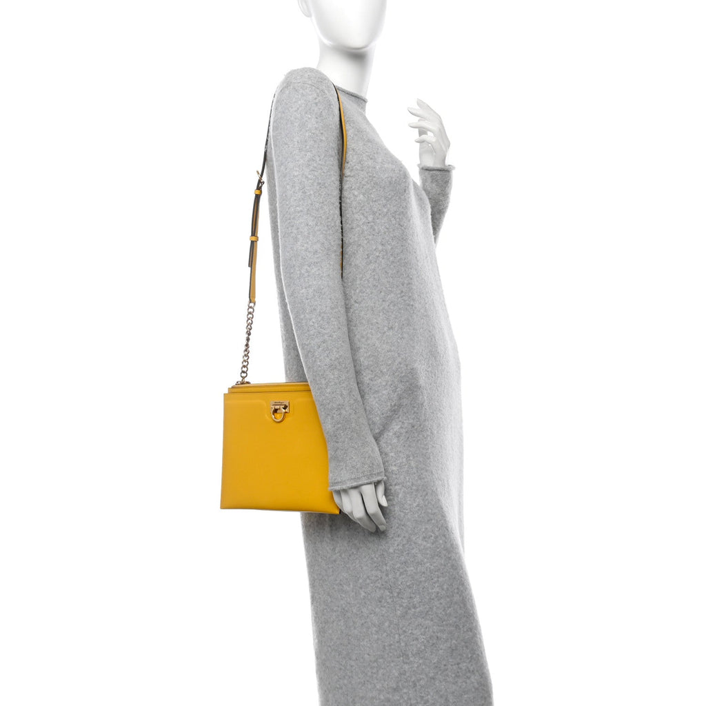 Calfskin Trifolio Crossbody Bag Sunshine