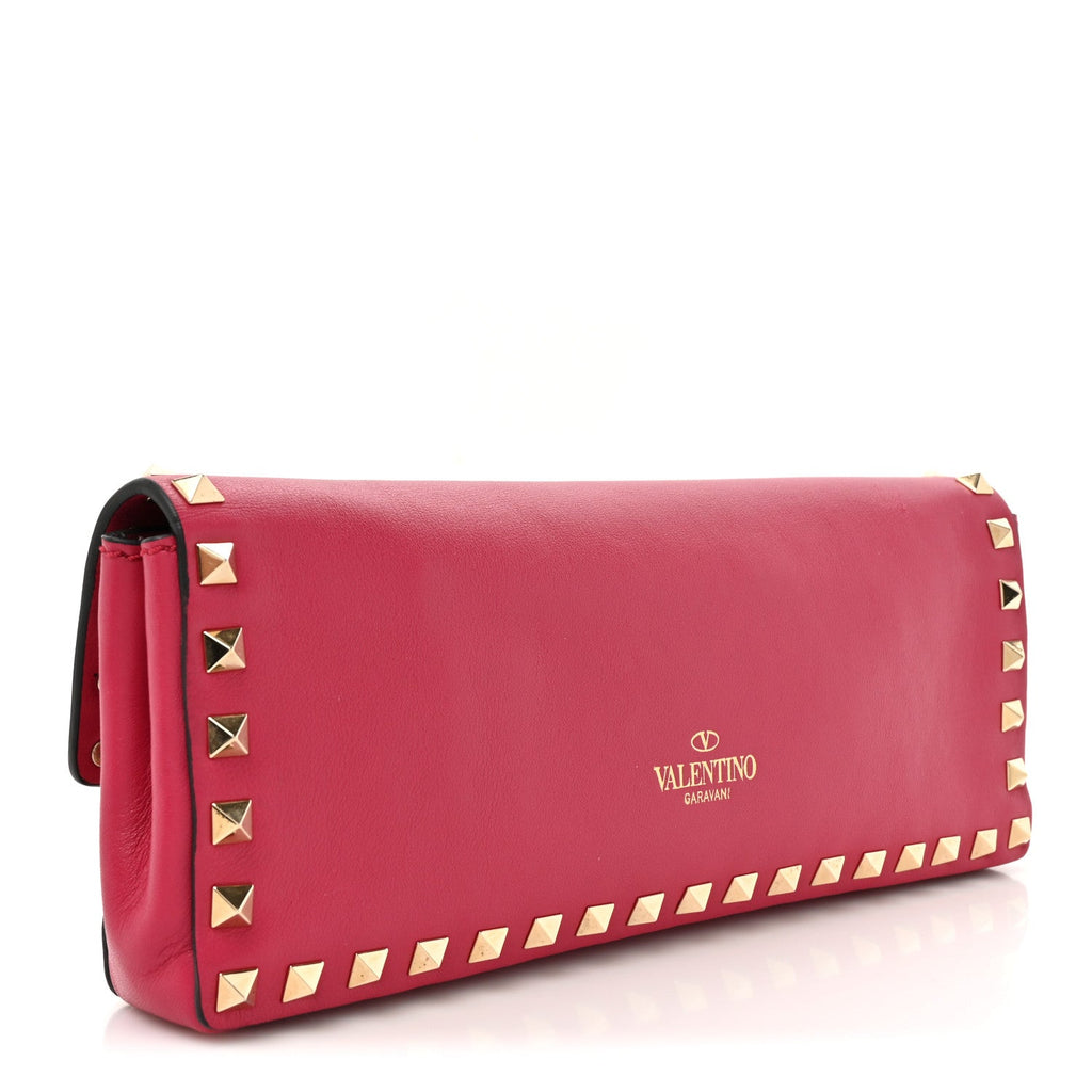 Nappa Rockstud Bangle Clutch Red