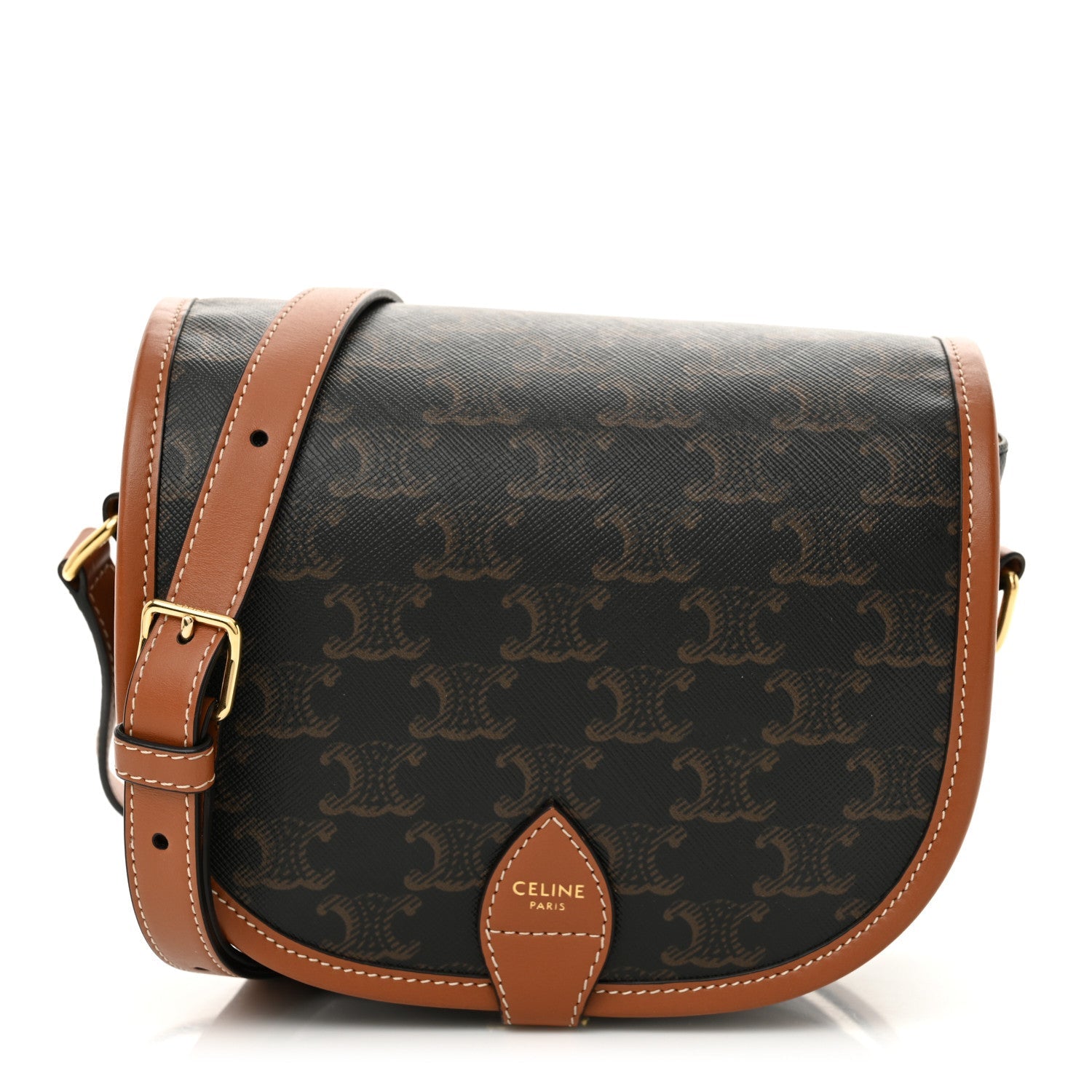 Triomphe Canvas Medium Folco Bag Tan