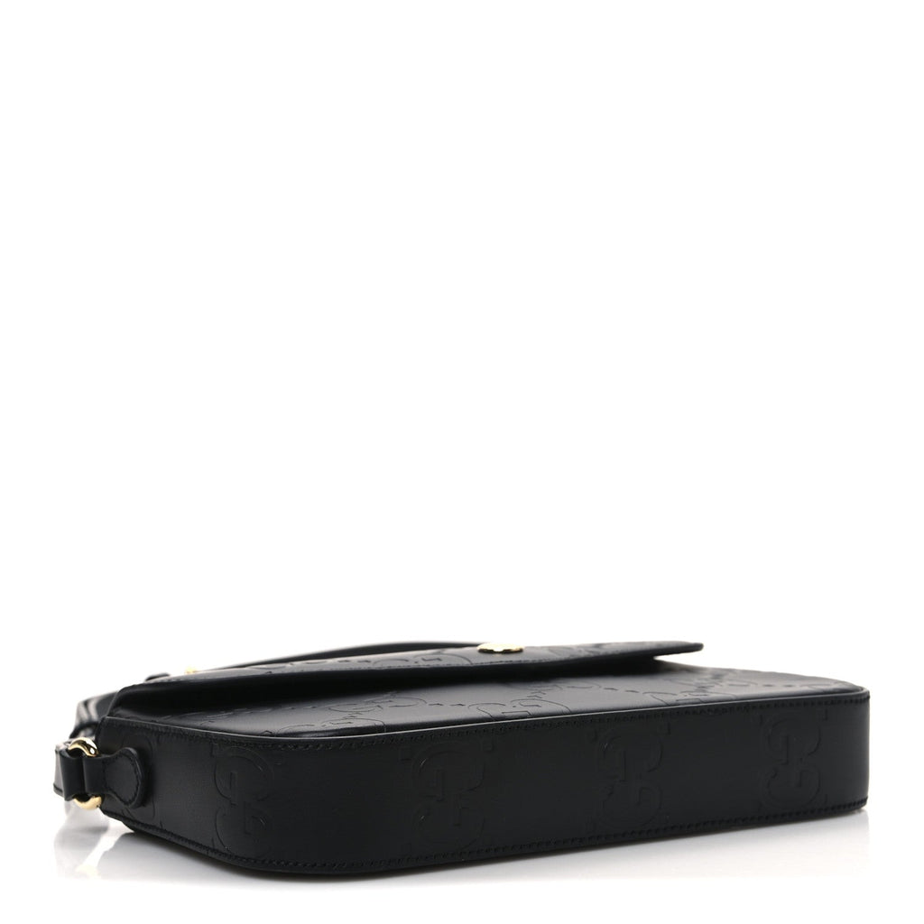 Gilbert Calfskin GG Super Mini Shoulder Bag Black