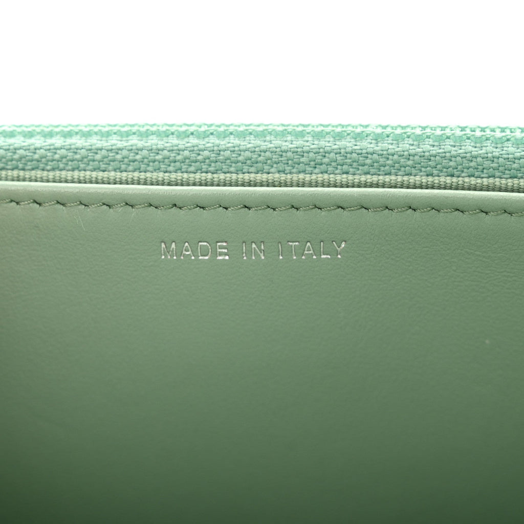 Caviar Quilted Boy Wallet On Chain WOC Light Green