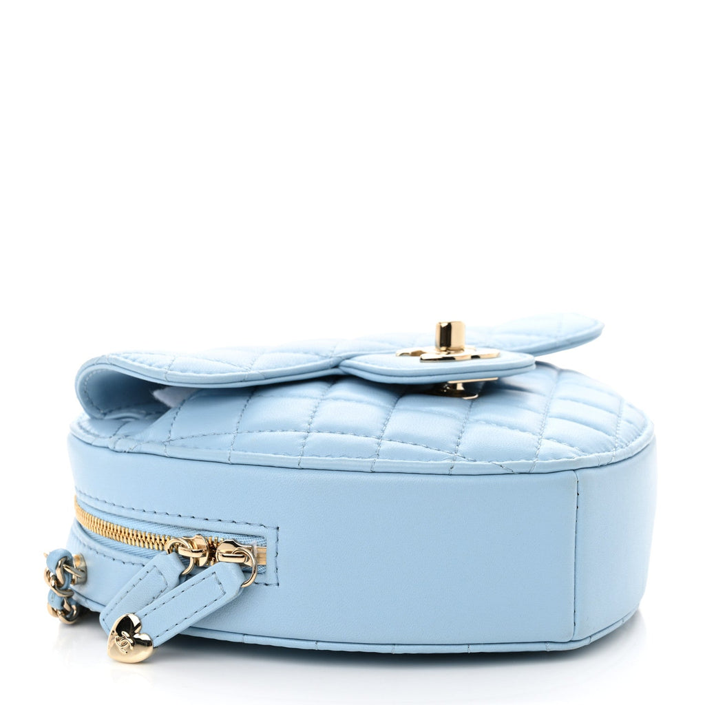 Lambskin Quilted CC In Love Heart Bag Light Blue