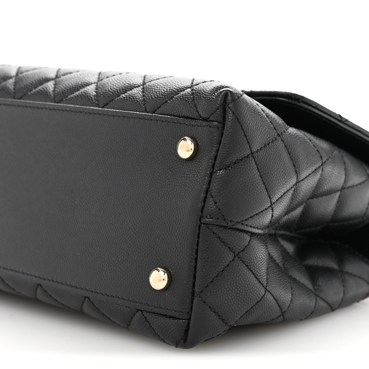 Caviar Quilted Small Coco Handle Flap Black