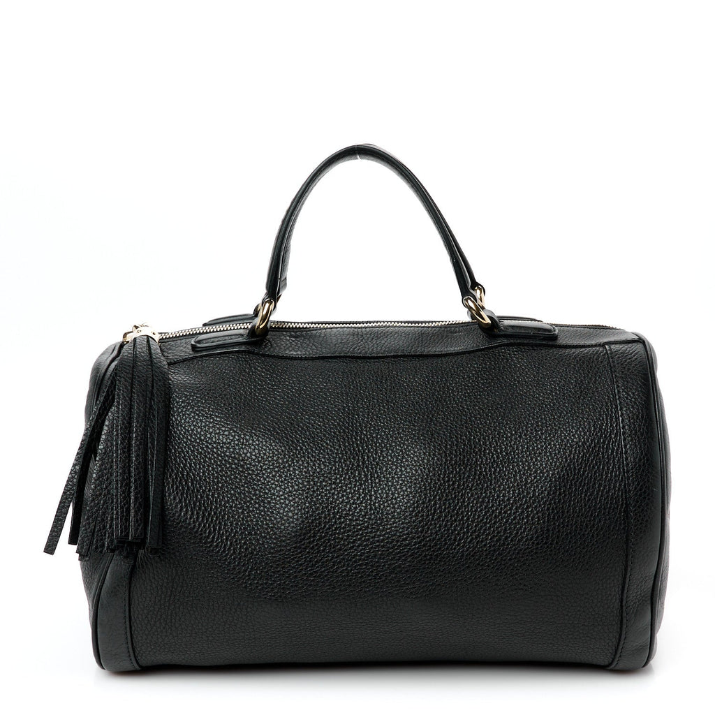 Pebbled Calfskin Medium Soho Boston Black