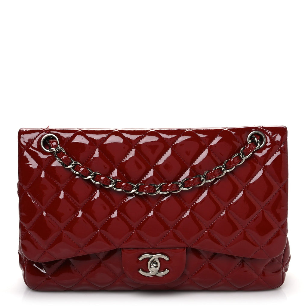 Patent Quilted Jumbo Double Flap Red