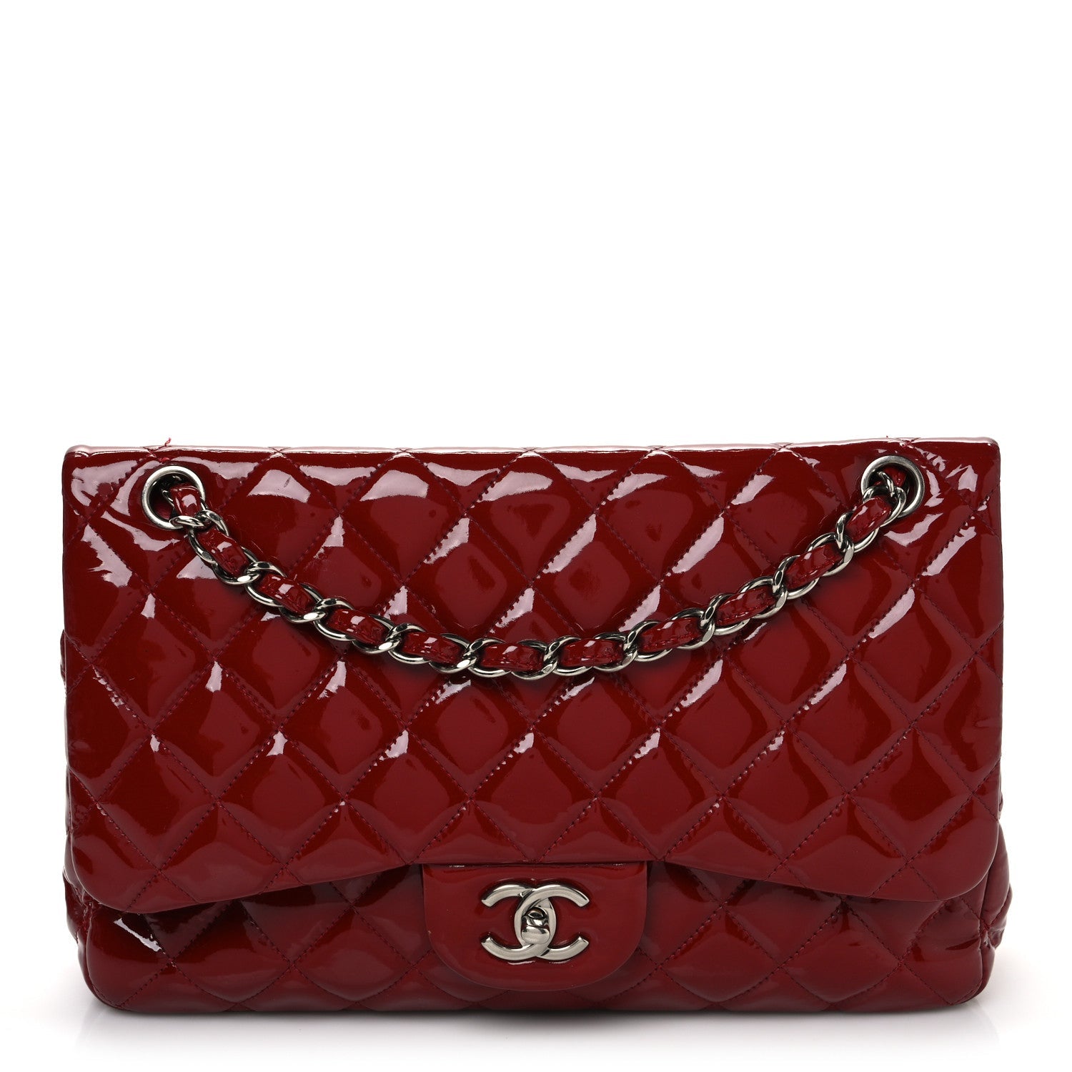 Patent Quilted Jumbo Double Flap Red