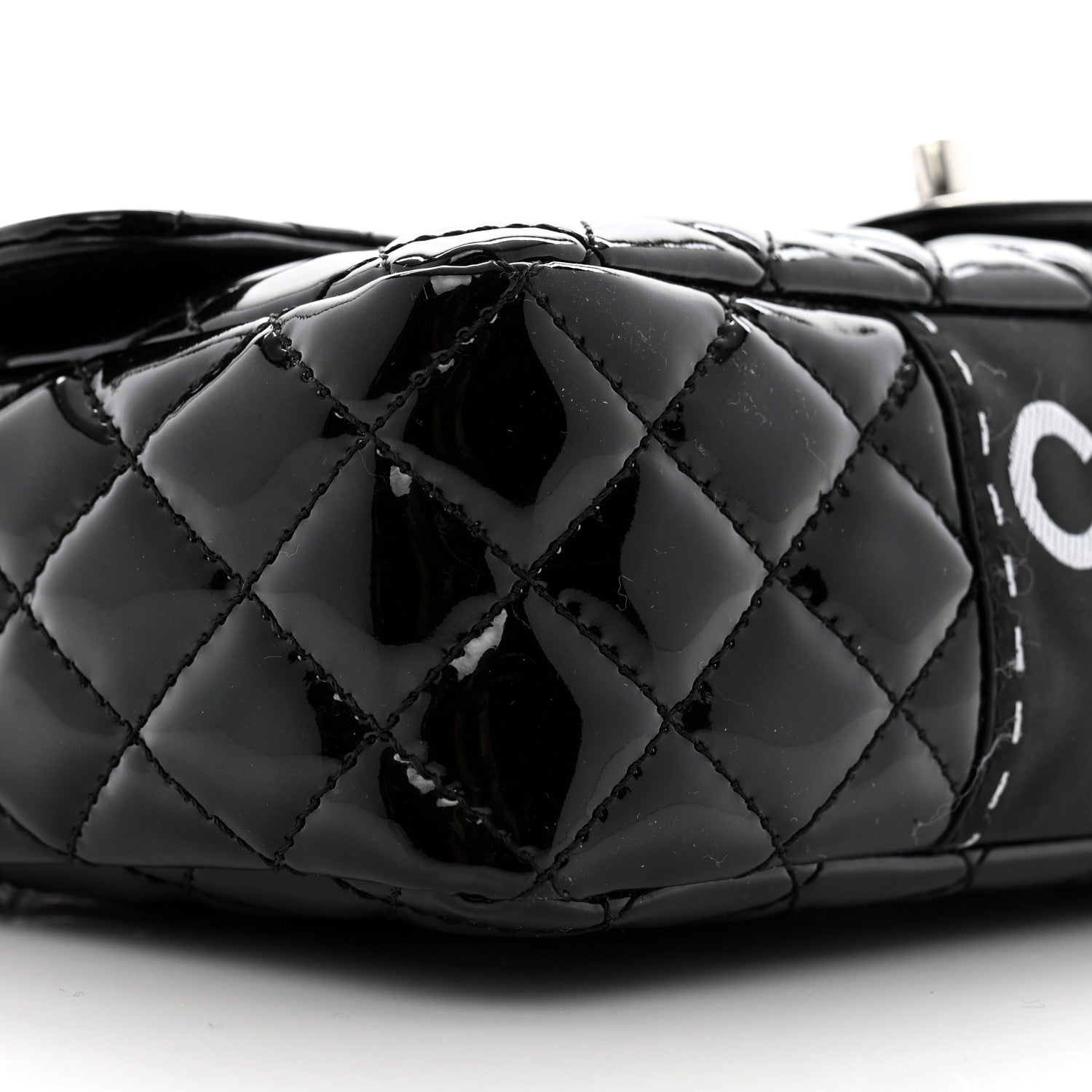 Patent Quilted Secret Label Medium Flap Black
