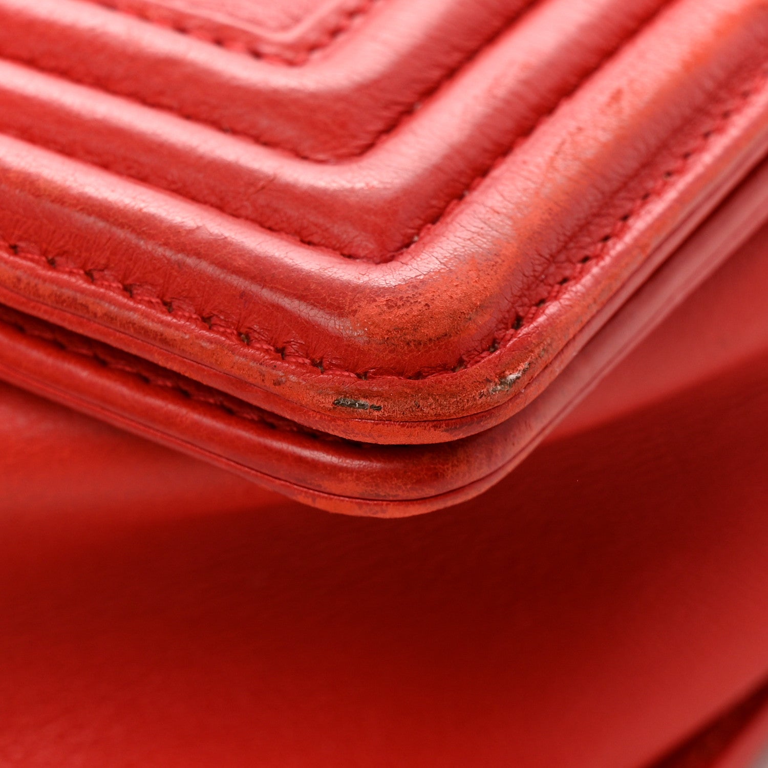 Calfskin Double Stitch New Medium Boy Flap Red