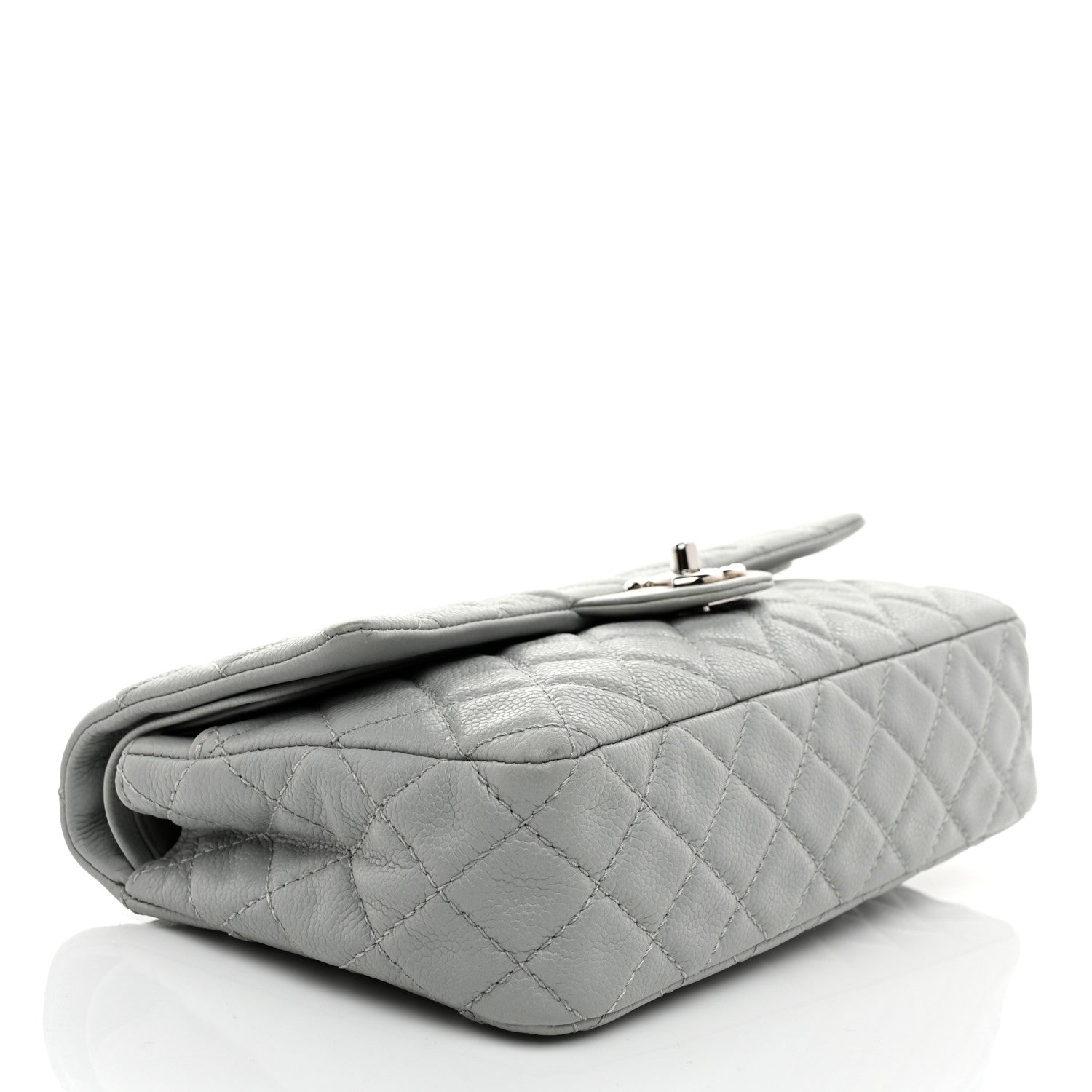 Washed Caviar Quilted Medium Double Flap Light Blue