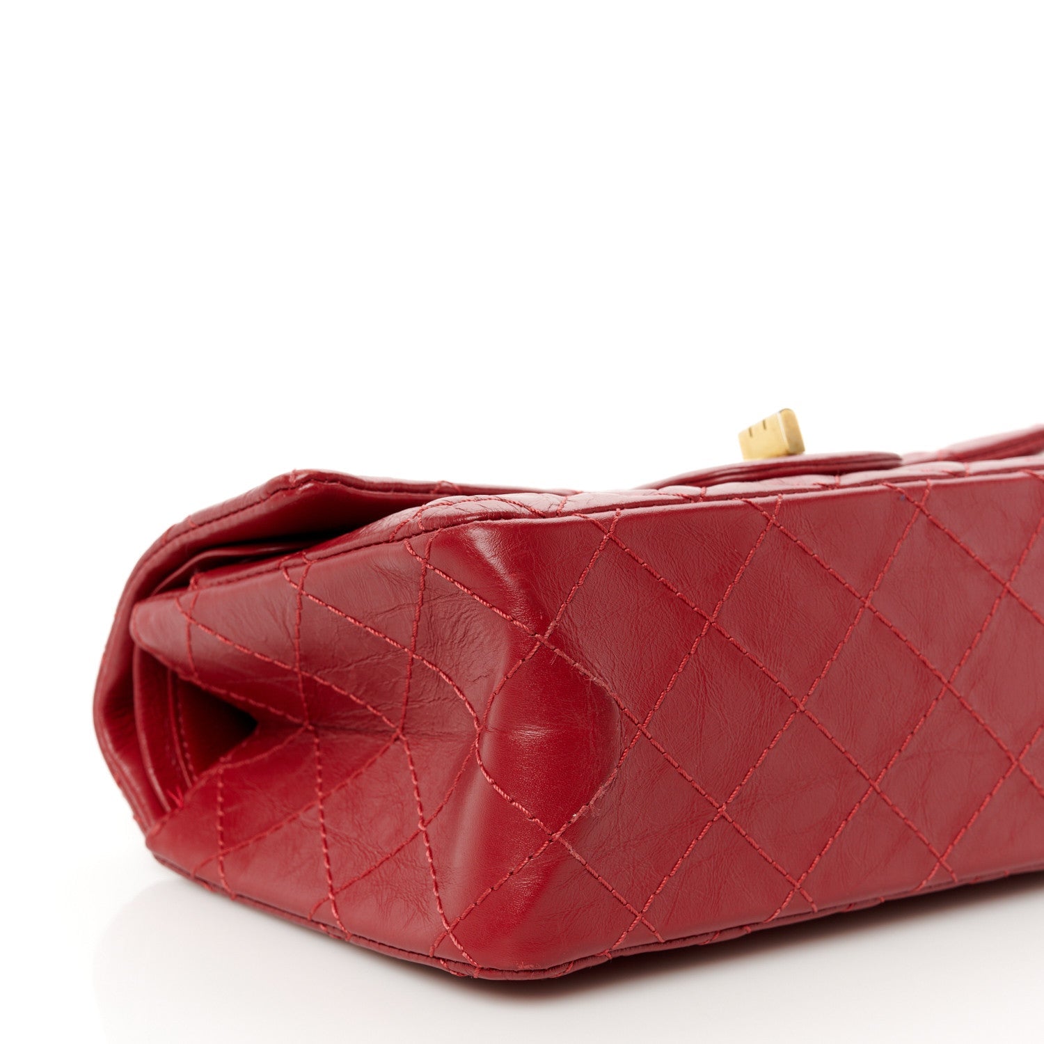 Aged Calfskin Quilted 2.55 Reissue Mini Flap Red
