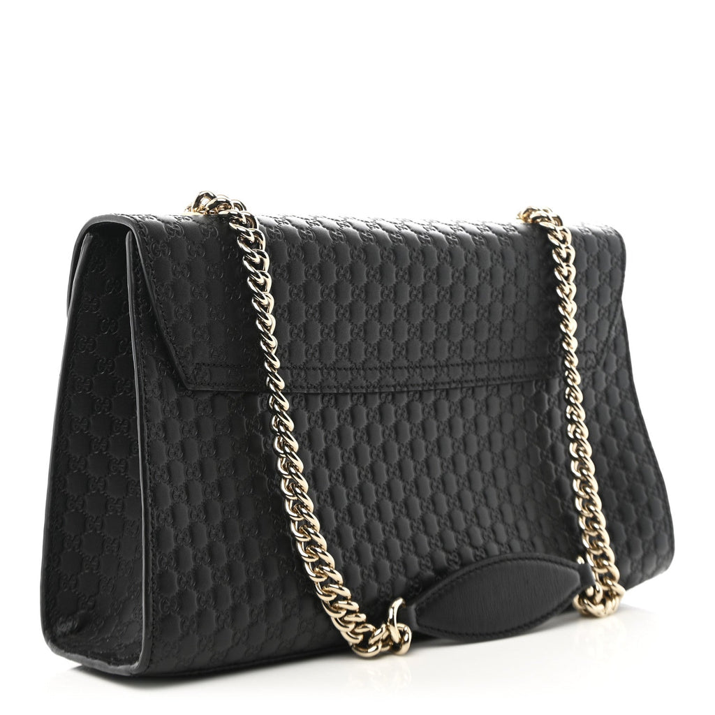 Microguccissima Medium Emily Chain Shoulder Bag Black