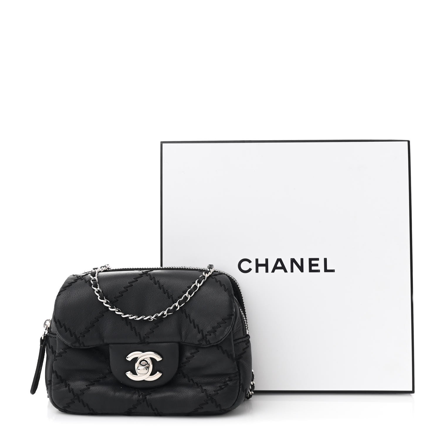 Lambskin Stitched New Mini Flap Black