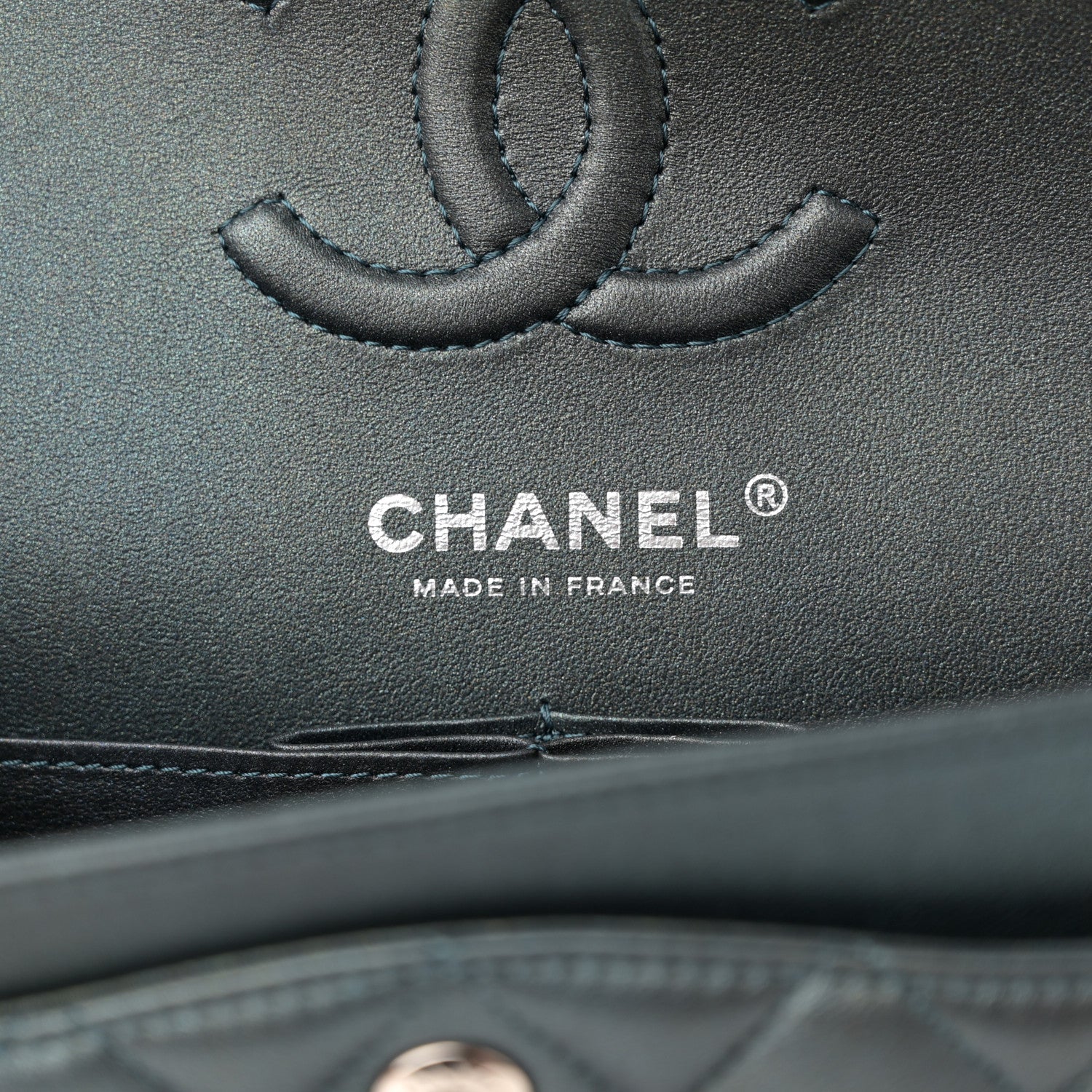 Iridescent Lambskin Quilted Small Double Flap Green
