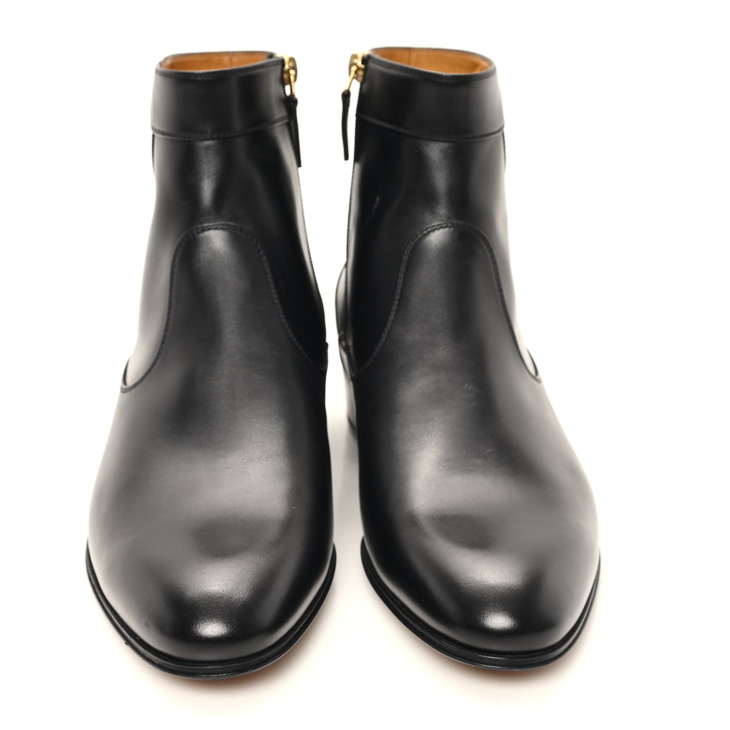 New Waxed Calfskin Mens Adel GG Ankle Boots 9 Black