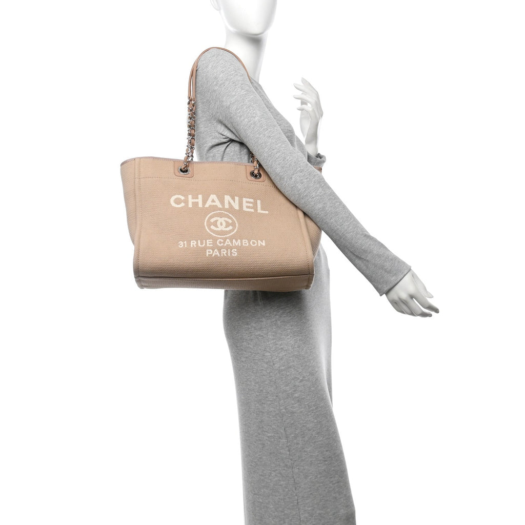Mixed Fibers Small Deauville Tote Beige