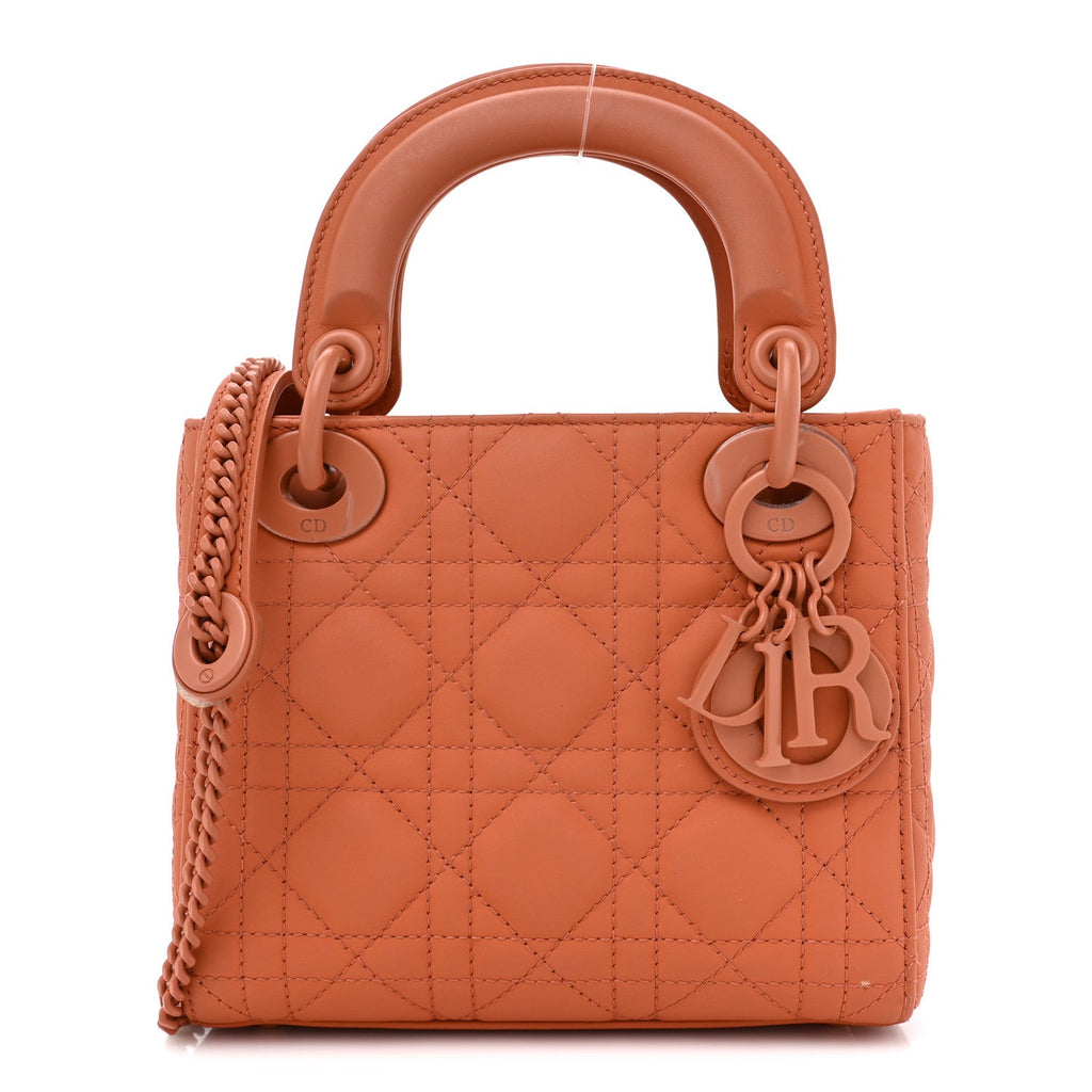 Ultra Matte Calfskin Cannage Mini Lady Dior Indian Red