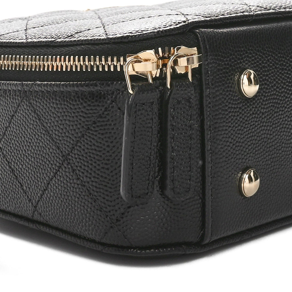 Caviar Quilted Top Handle Vanity Case Black