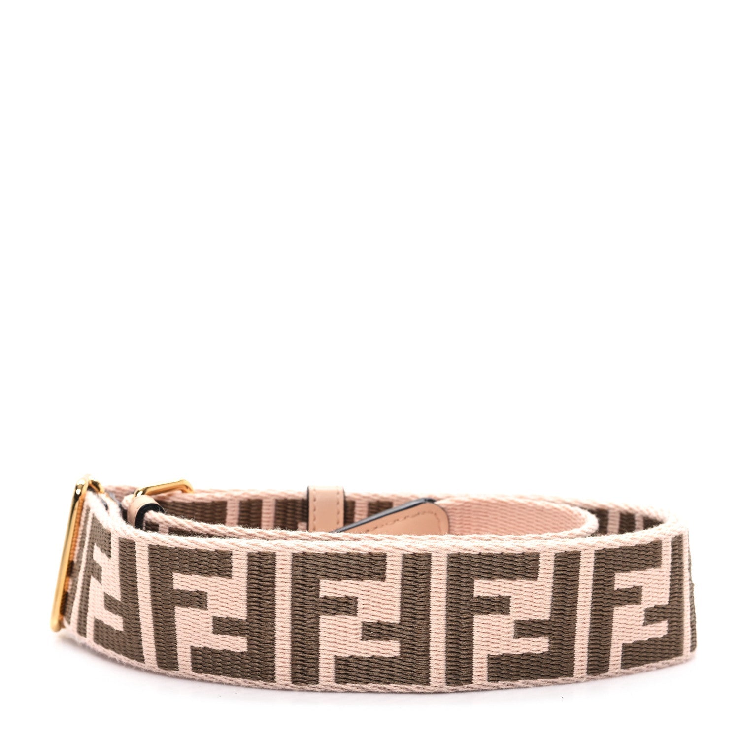 Jacquard Ribbon Vitello King FF Bi-Color Intreccio Adjustable Strap You Light Rose Camel