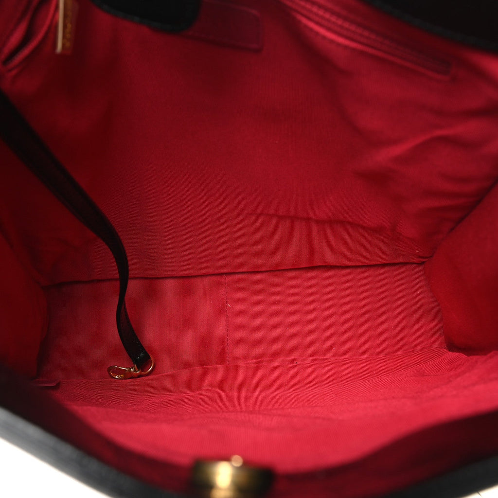 Shiny Aged Calfskin North South Shopping Bag Black