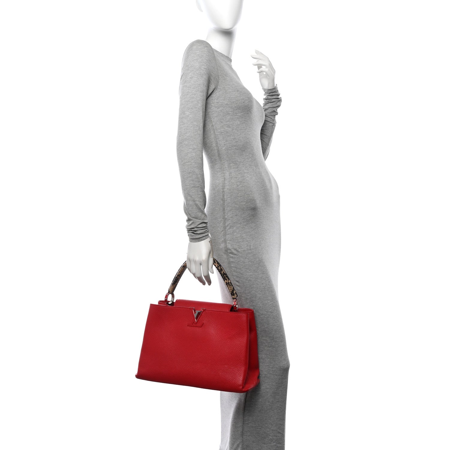 Taurillon Snakeskin Capucines MM Rubis