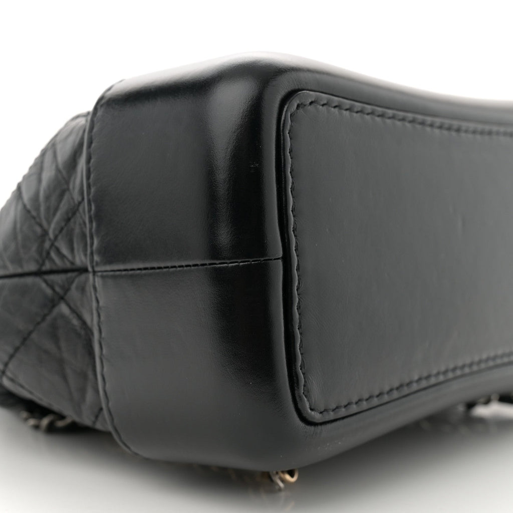 Aged Calfskin Quilted Small Gabrielle Backpack Black