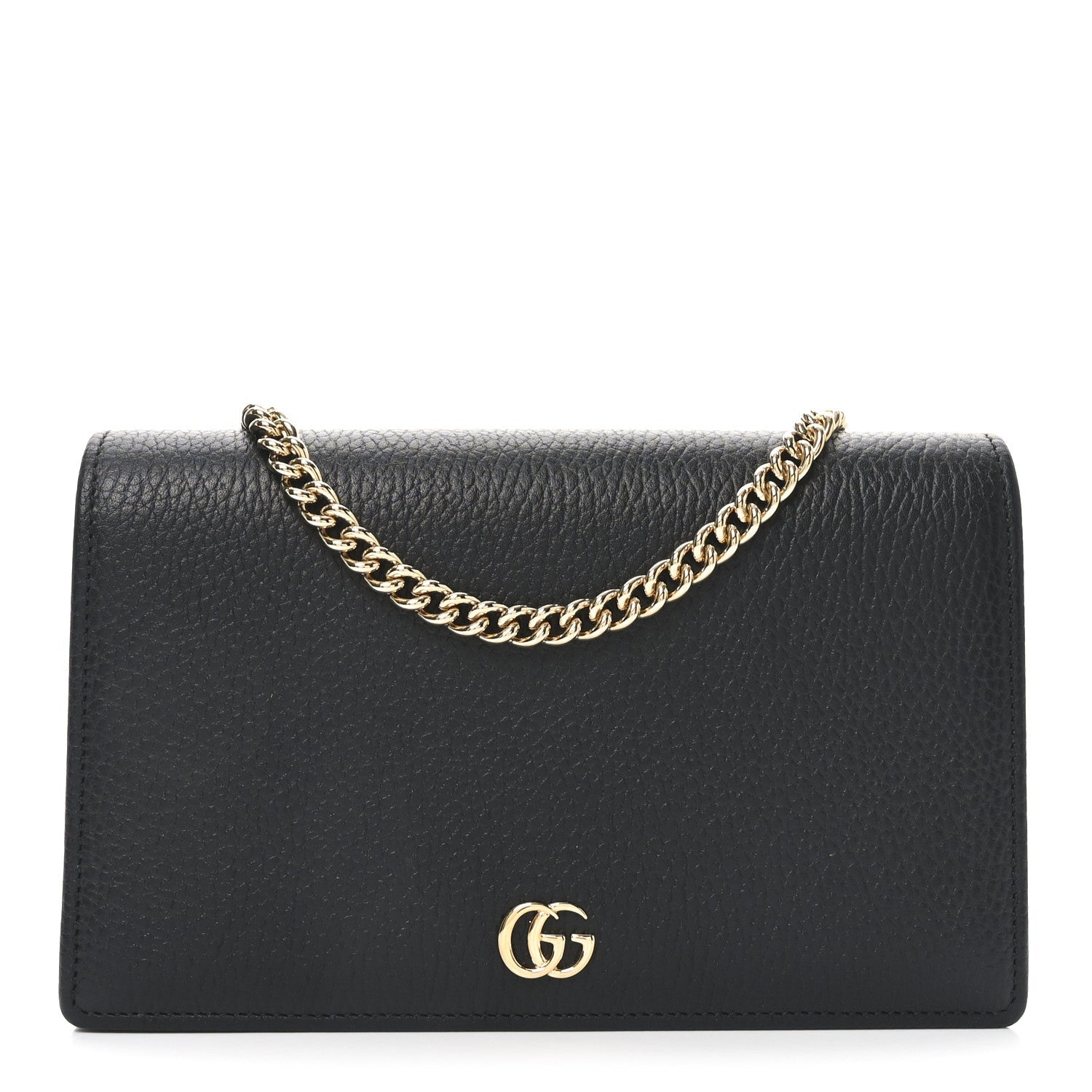 Calfskin Mini GG Marmont Chain Wallet Black