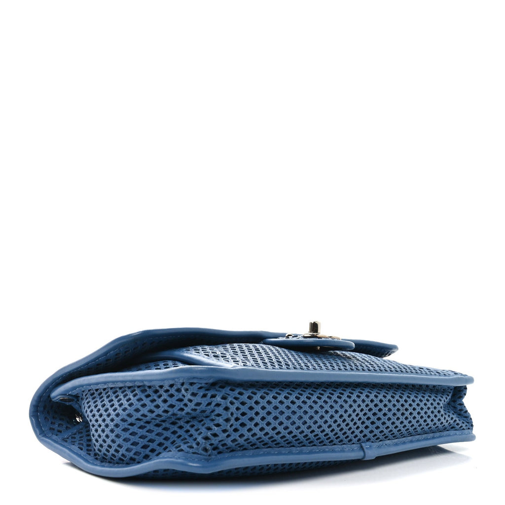 Perforated Calfskin Large Up In The Air Flap Blue