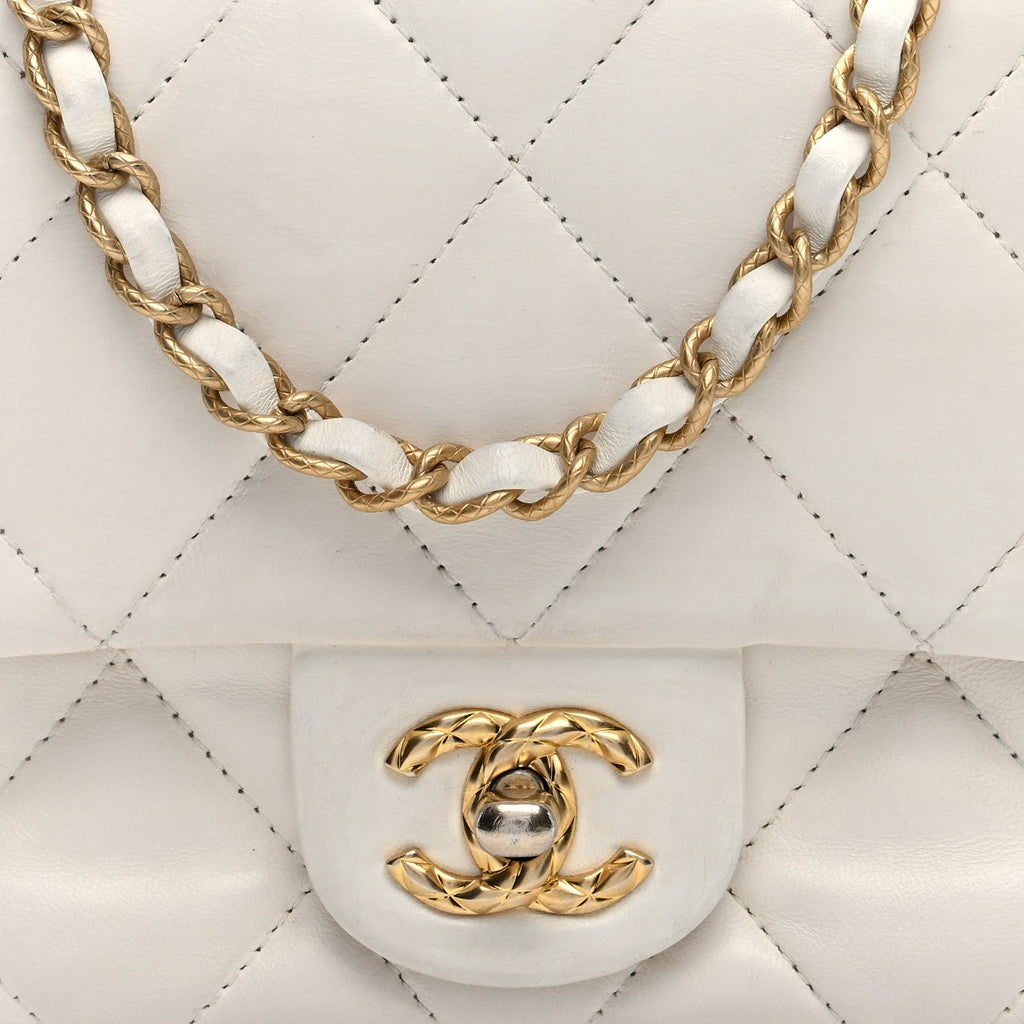 Lambskin Quilted CC Small Dynasty Flap White